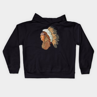 Native American Man Kids Hoodie
